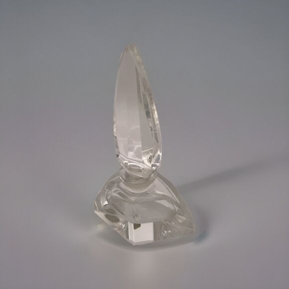 Vintage Hand Cut Art Deco Beveled Lead Crystal Perfume Bottle 5" Stopper Japan - Picture 7 of 11